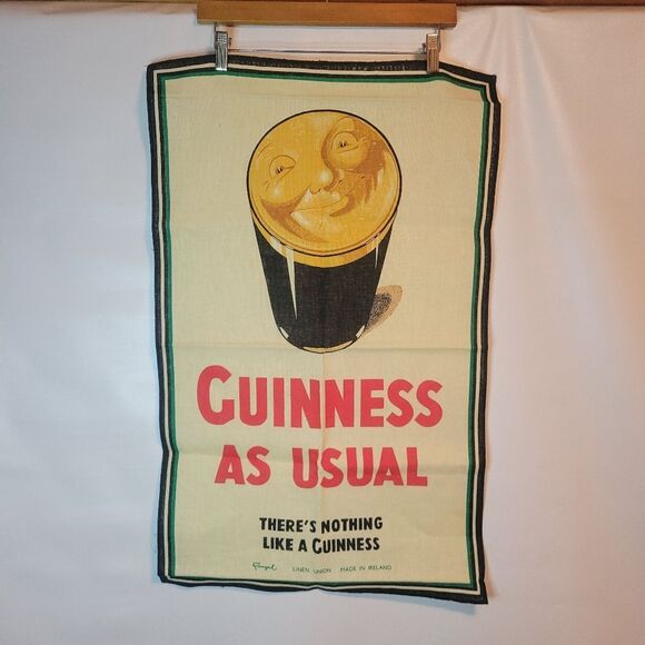 Rare Fingal Linens Guinness As Usual Fabric Art - Picture 2 of 10